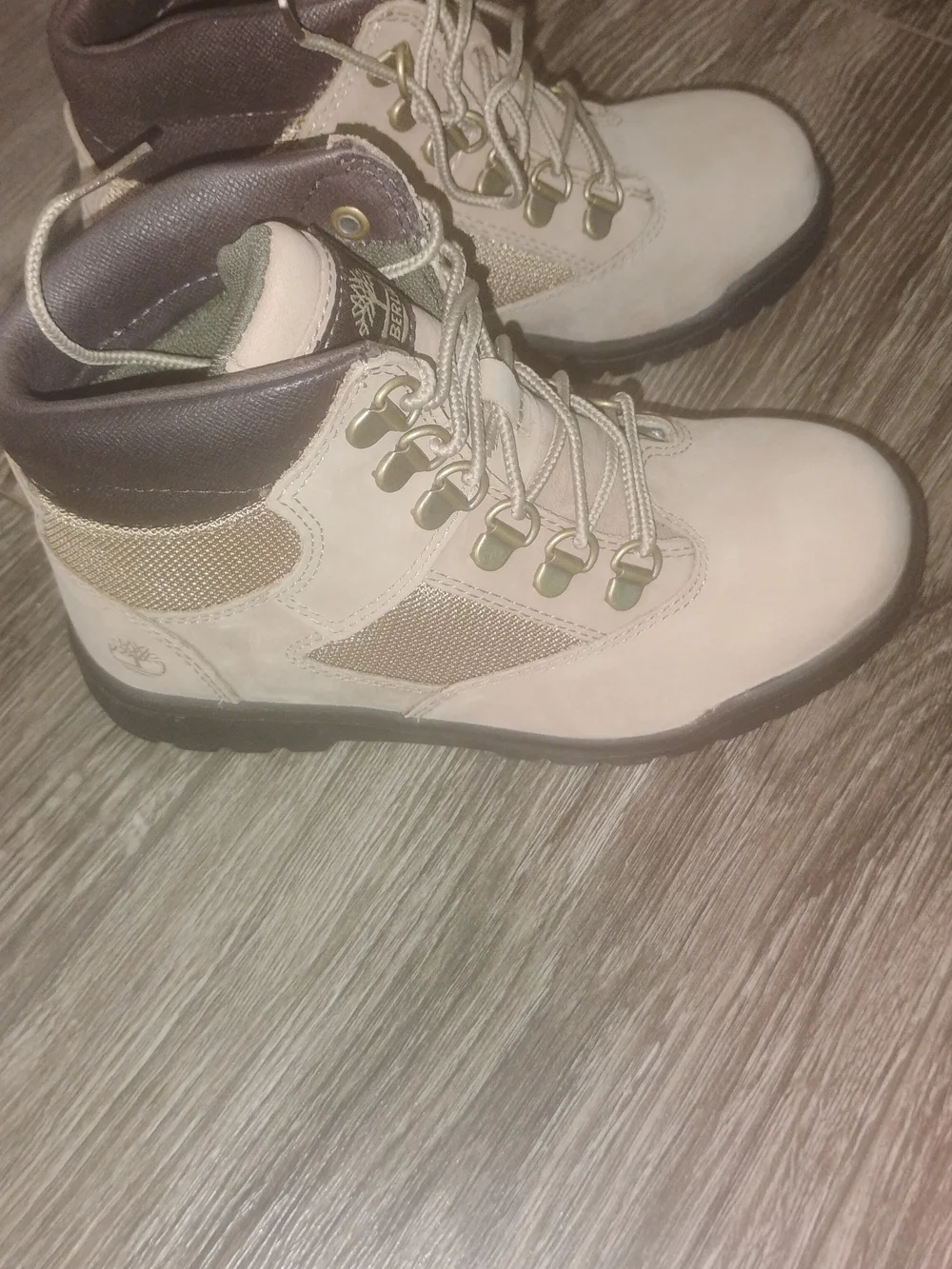 Kids Timbaland Beige Tan Lace-Up Winter Boots